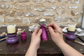Purple candleholder workshop